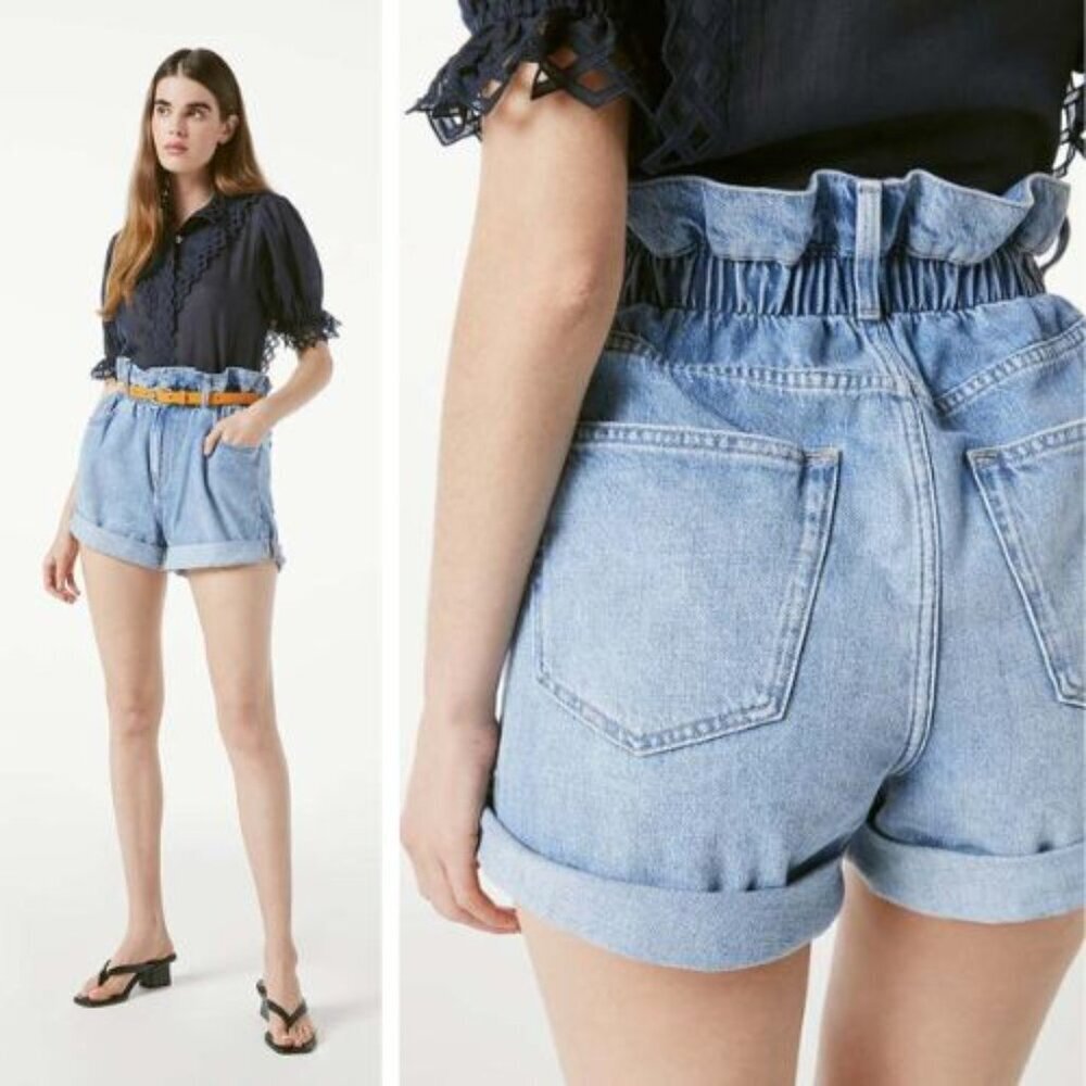 Frame Denim Women's Blue Elastic Waist Shorts Size Large 51637